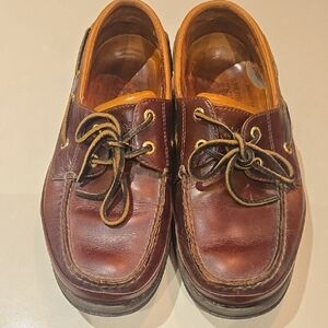 Sperry Dark Brown Leather Boat Shoes Size 8W